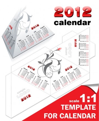 2012 Kalender-Schreibtisch-Kalender Modell Vektor