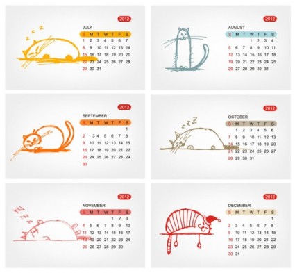 2012 calendario template vettoriale