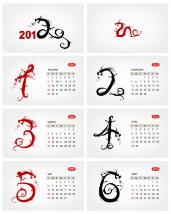 2012 calendario template vettoriale