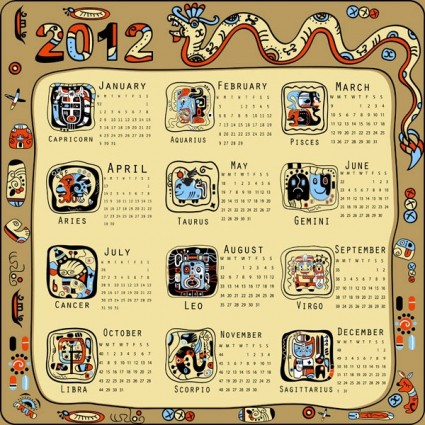año de calendario 2012 del vector del dragón