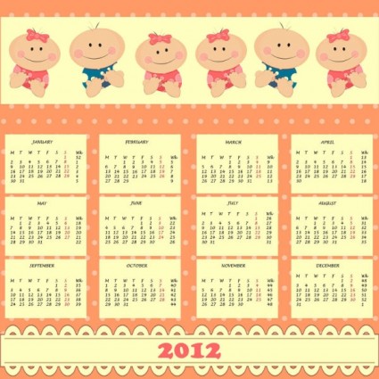 2012 Cartoon Calendar Vector