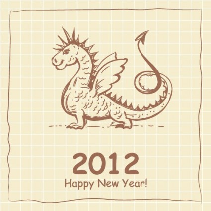 vector de tarjetas 2012 dibujos animados dragón