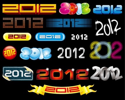 2012-Neujahr-Vektor-Auflistung
