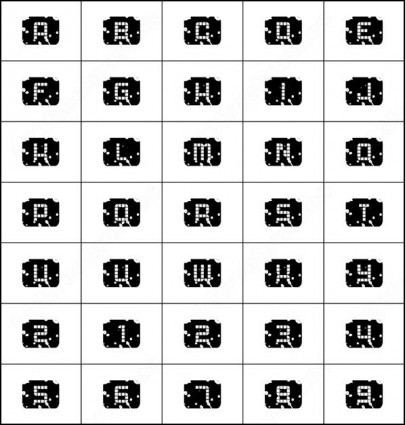 24 字母表的字母和數位的筆刷
