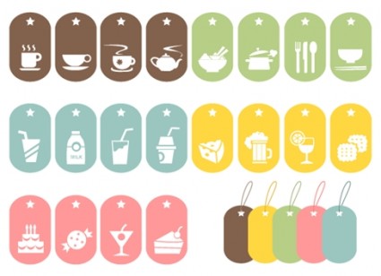 24 simboli vettoriali di cibo