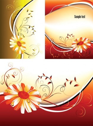3 花のパターンの背景のベクトル