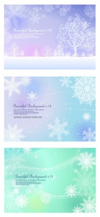 3 Fluttering Snowflakes Vector Background