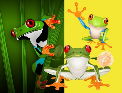 3 Vector Cute Frogs
