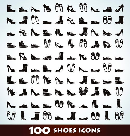 zapatos tipos 100 vector iconos