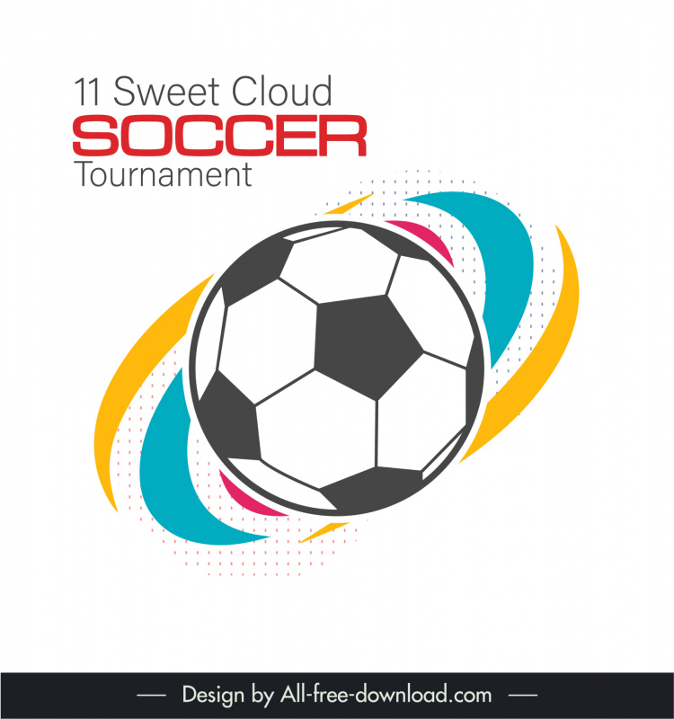 11 甘い雲のサッカートーナメントの背景カラフルな曲線ボールフラットスケッチ