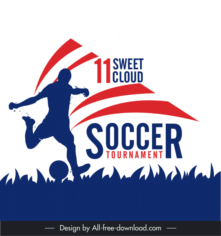 11 tatlı bulut futbol turnuvası afişi dinamik siluet tasarımı