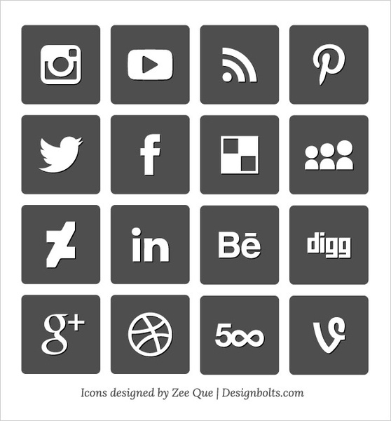 150 бесплатно простой векторной социальные медиа набор иконок 2015
