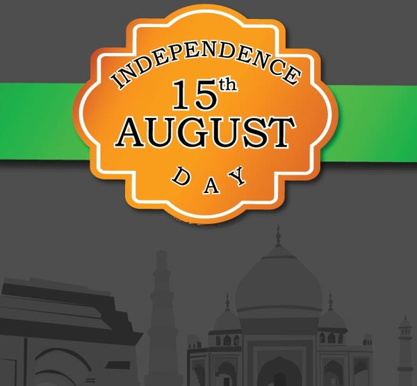 15 de agosto día de la independencia insignia taj mahel en vector de fondo