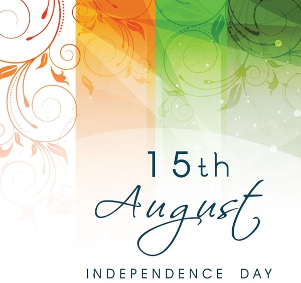 15 Agustus india kemerdekaan hari berwarna-warni seni floral vector latar belakang
