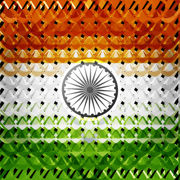 tanggal 15 Agustus India bendera tekstur gelombang desain dengan warna-warni vektor