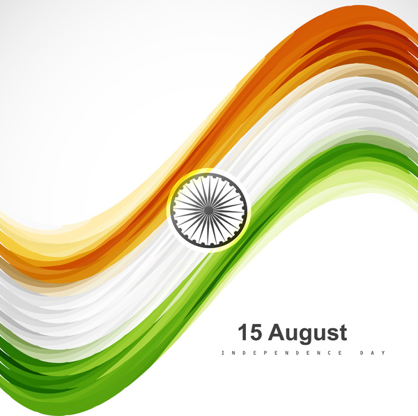 15 de design de onda de textura de agosto bandeira indiana com vetor colorido