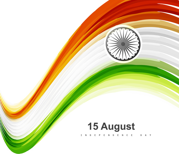 15 août drapeau indien texture wave design avec vecteur coloré