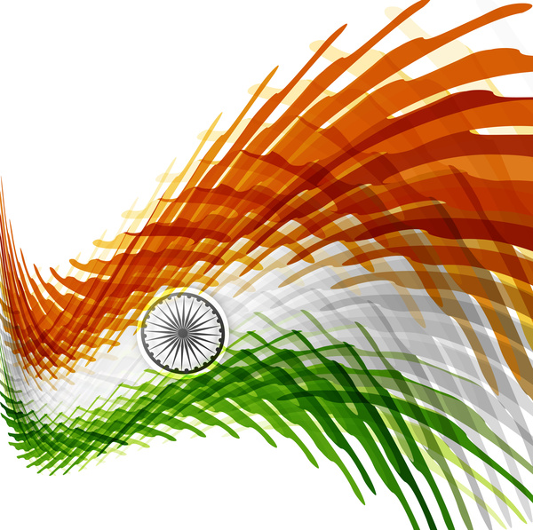 15 août drapeau indien texture wave design avec vecteur coloré