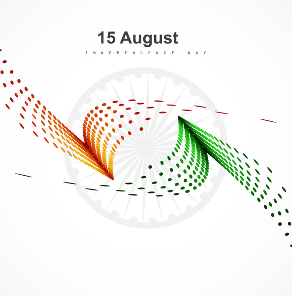 8月15日印度國旗紋理波形設計與彩色向量