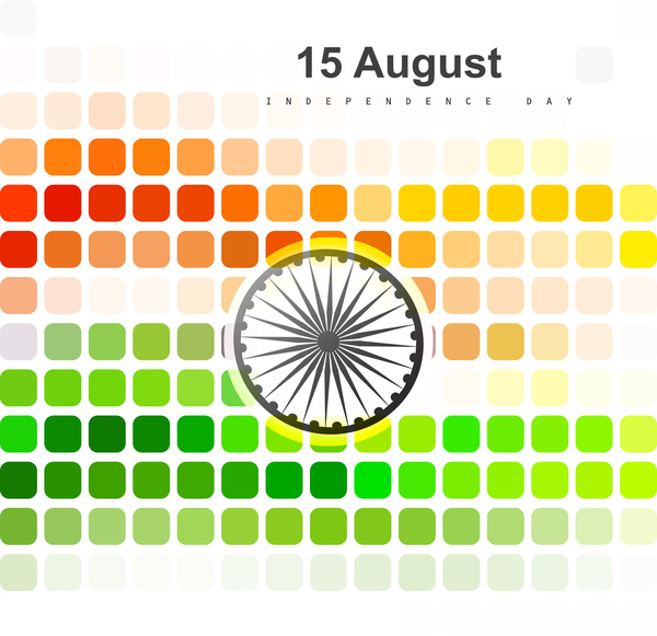 8月15日印度國旗紋理波形設計與彩色向量