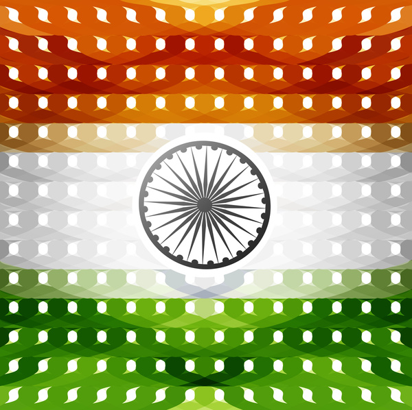 15 Ağustos Hint bayrak doku dalga tasarım renkli vektör ile