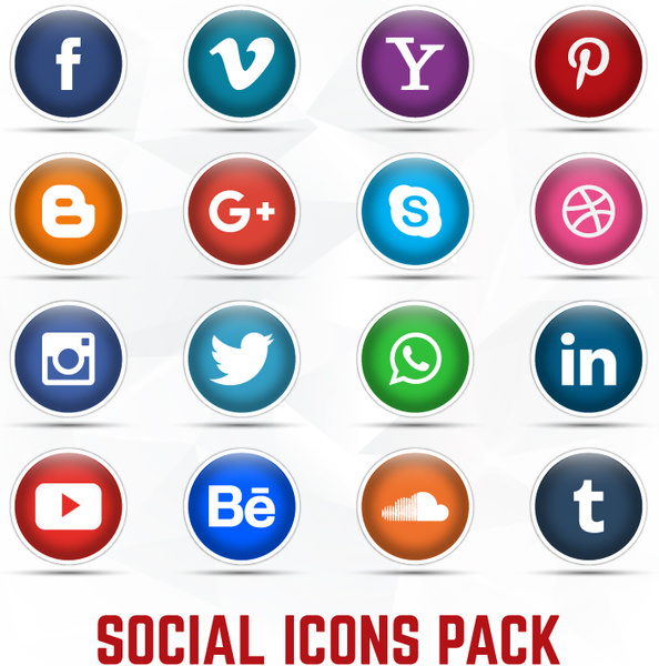 16 sosial icon set vektor gratis download