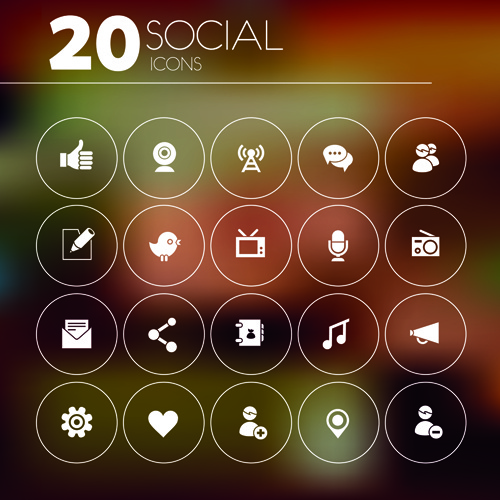 20 ícones sociais tipo vector