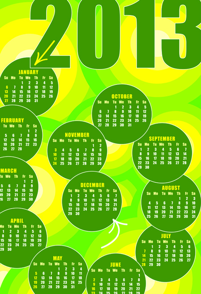 vetor de elementos de design de calendários de 2013