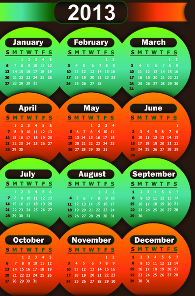 vettore degli elementi di design calendari 2013