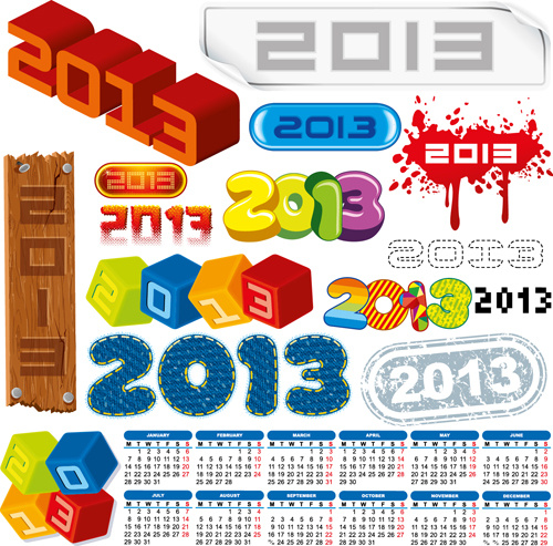 elementi di disegno di 2013 E13 vettore di calendario