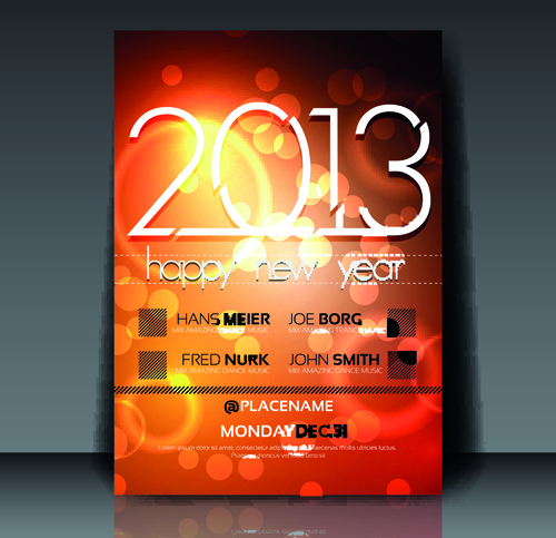 Selamat tahun baru 2013 flyer penutup vector set