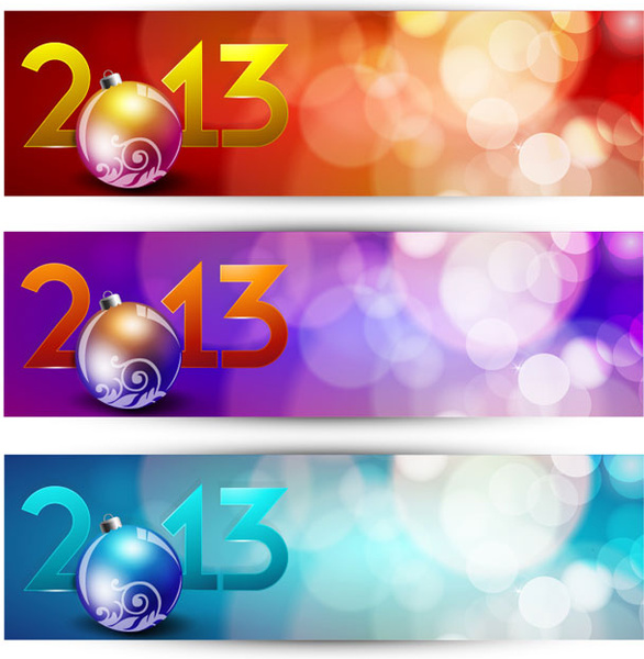 vetor de bandeira brilhante 2013 feliz ano novo