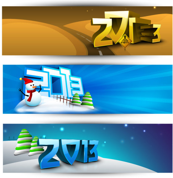 2013 Feliz año nuevo tema banner vector
