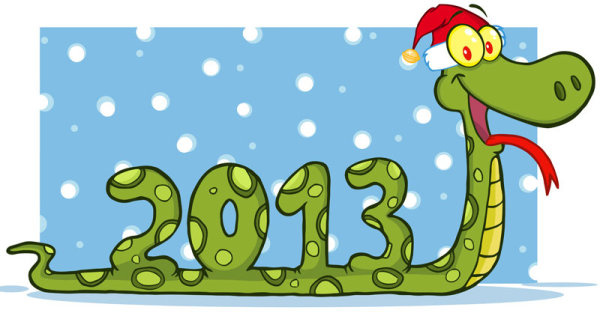 kartki na nowy rok 2013 wąż grafiki wektorowej
