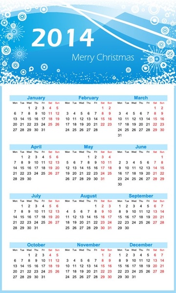 2014 カレンダー クリスマス ベクトル グラフィック