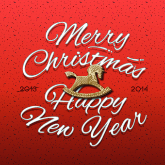 トロイの木馬と 2014年クリスマス背景ベクトルします。