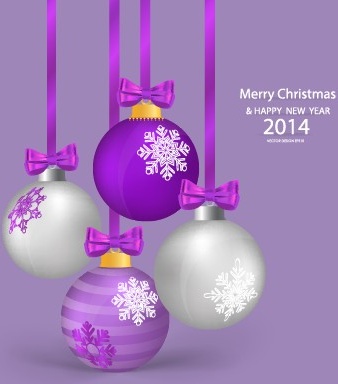2014 Weihnachtskugeln mit Multifunktionsleiste Hintergrund Vektor