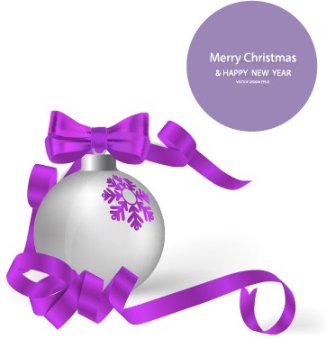 2014 Christmas Balls With Ribbon Background Vector