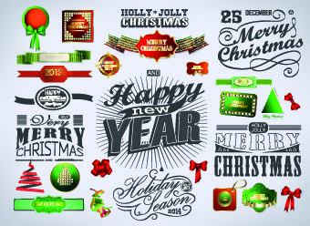 2014-Weihnachten-Etiketten und Dekoration kreative Vektor
