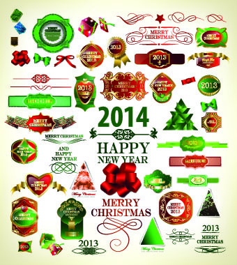 2014-Weihnachten-Etiketten und Dekoration kreative Vektor