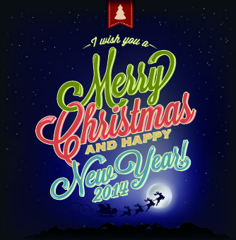 2014 クリスマスの夜の空のベクトルの背景