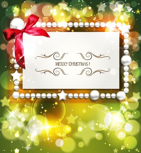 2014 Perle Weihnachtskarte mit Lichthof Hintergrund Vektor