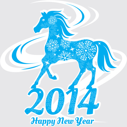 2014 kuda tahun baru desain vecotr