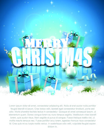 Frohe Weihnachten 2014 blauer Hintergrund mit Geschenk-Vektor