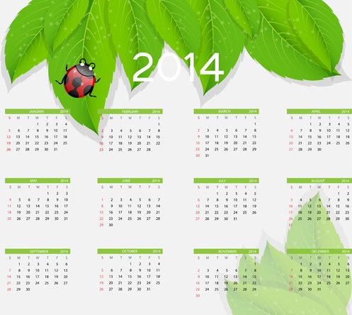 2014 年カレンダー デザインのベクトル