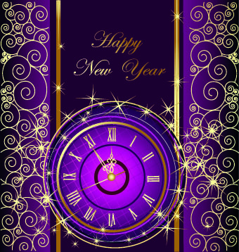 2014 Neujahr Uhr leuchtenden Hintergrund Vektor