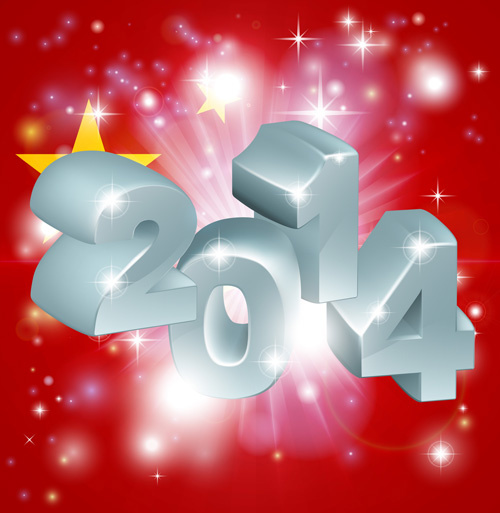 vetores de design criativo de ano novo de 2014