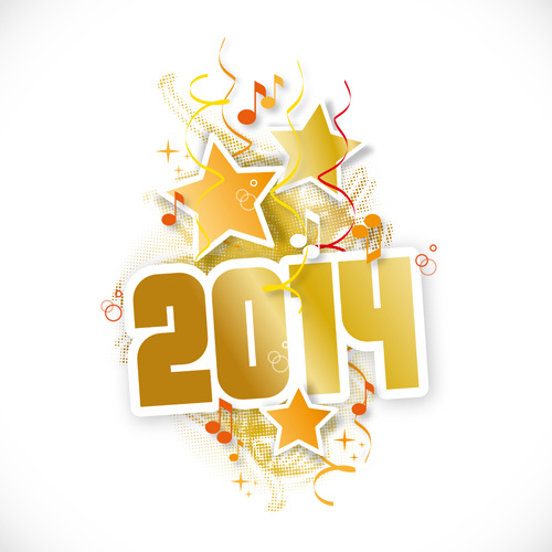 vetores de design criativo de ano novo de 2014