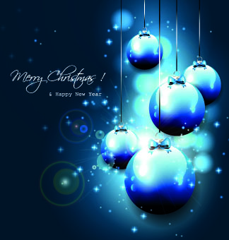 2014 parlak mavi Noel top vektör arka plan