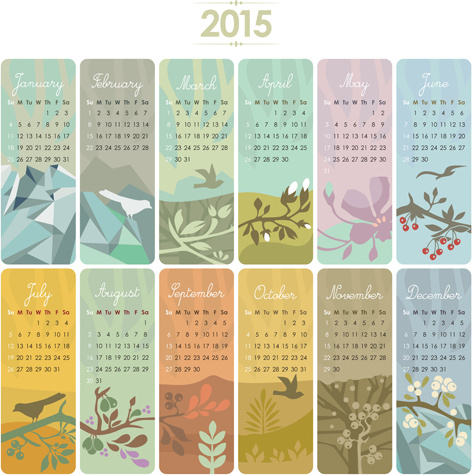 2015 Calendar Cards Floral Vector 2015 Calendar Cards Floral Vector